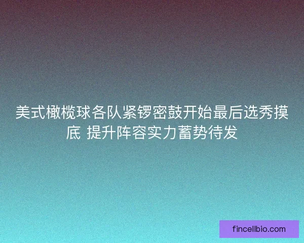 美式橄榄球各队紧锣密鼓开始最后选秀摸底 提升阵容实力蓄势待发