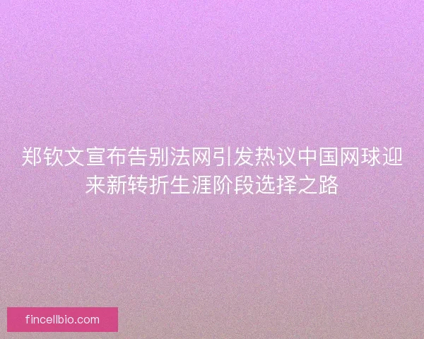郑钦文宣布告别法网引发热议中国网球迎来新转折生涯阶段选择之路